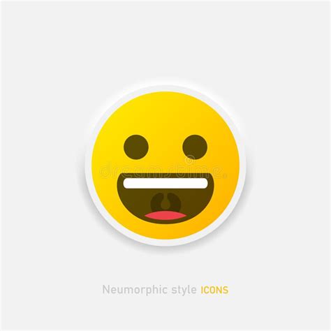 Neumorphic Emoji Vector Icon Positive Laughing Emoticon In Neumorphism