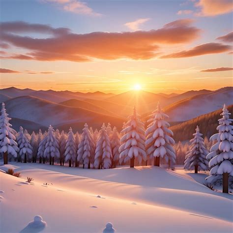 Premium Ai Image Wallpaper Winter Mountain Sunset Bedazzles Your
