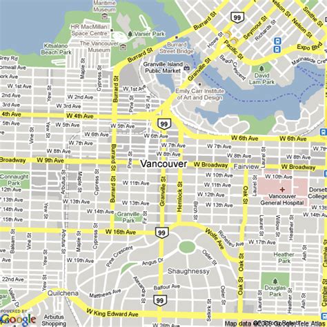 Map Of Vancouver Canada Hotels Accommodation