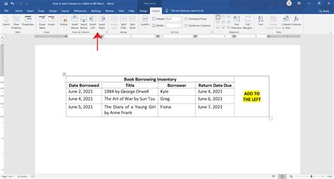 How To Add Columns To A Table In Ms Word Officebeginner