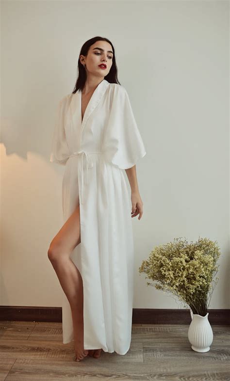 Silk Robes White Bridal Silk Robe Ivory White Robes Long Etsy Australia