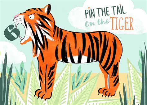 Tiger Party Game Printable Pin The Tail On The Tiger Custom Etsy