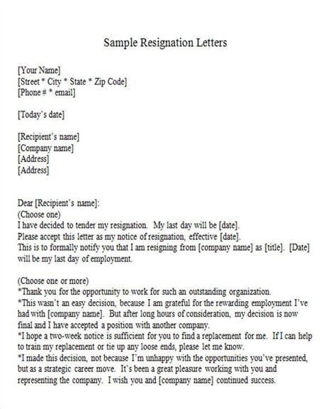 Free 4 Sample Informal Resignation Letter Templates In Pdf Ms Word