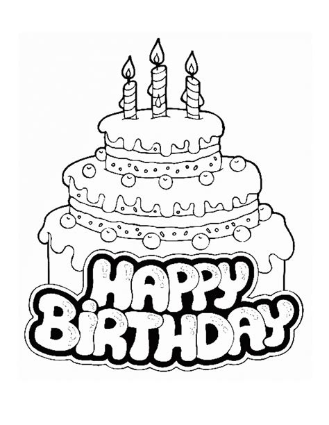 Birthday cake coloring page from happy birthday category. Free Printable Birthday Cake Coloring Pages For Kids