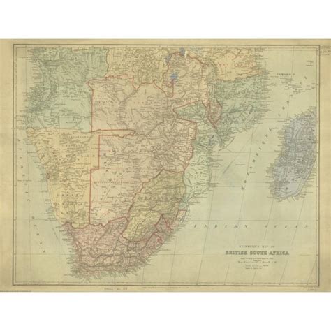 Stanfords Map Of British South Africa 1894