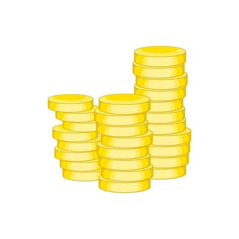 goldmünzen symbol im cartoon stil isoliert auf weißem hintergrund geldsymbol premium vektor