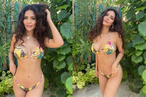 Esha Gupta Turns Up The Heat In Floral Bikini See Her Smoking Hot Pics