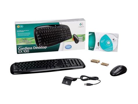 Logitech Cordless Desktop Ex 100 Black Rf Wireless Keyboard And Mouse