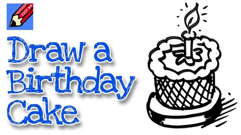 Draw this birthday cake by following this drawing lesson. How to draw a birthday cake real easy - for kids and ...