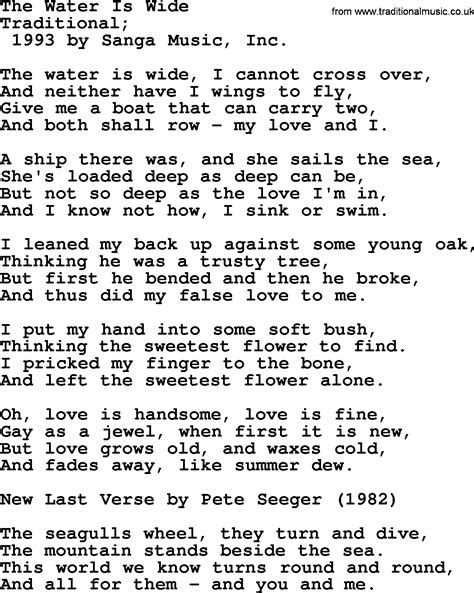 Pete Seeger Song The Water Is Wide Lyrics