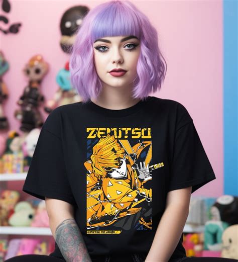 Zenitsu Tee Anime Tee Demon Anime T Shirt Dynamic Anime Shirt For
