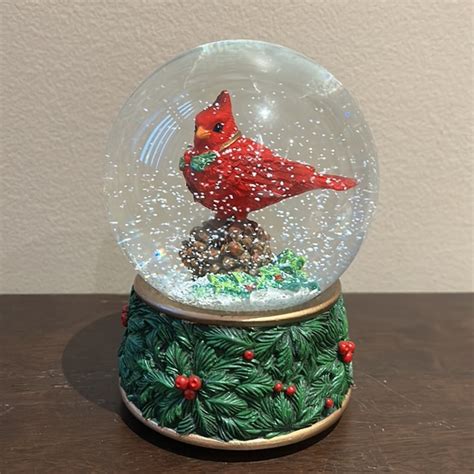 Holiday Martha Stewart Red Cardinal Snow Globe Musical New Christmas