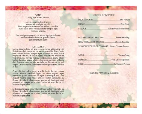 Pink Funeral Program Template Pink Obituary Template Pink Etsy