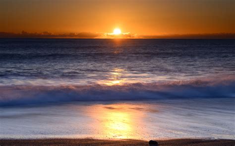 Download Wallpaper 3840x2400 Sunset Sea Beach Wave Surf Summer 4k