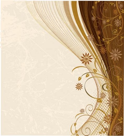 Decorative Background Elegant Brown Curves Flora Sketch Vectors Graphic
