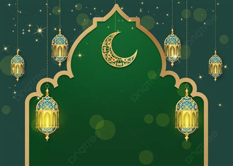 Green Ramadan Festival Lantern Light Effect Border Background Ramadan