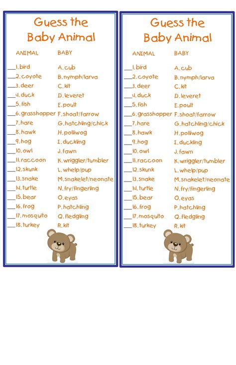 √ Free Printable Baby Shower Games Woodland Animals