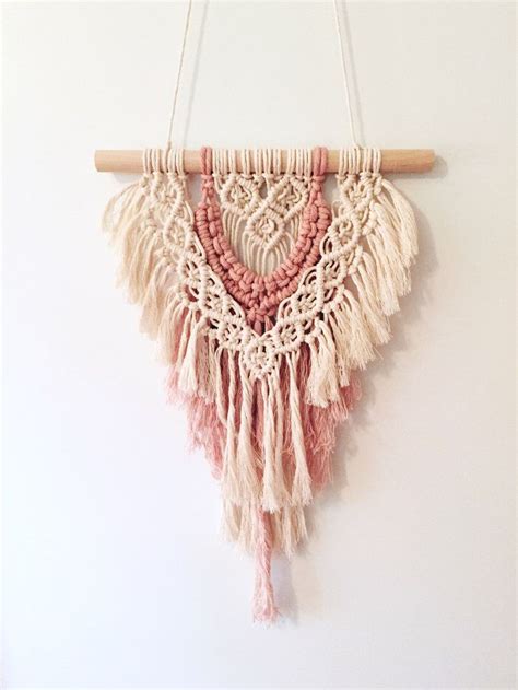 Small Macrame Wall Hanging Pink Blush Layered 100 Cotton Tapestry Boho