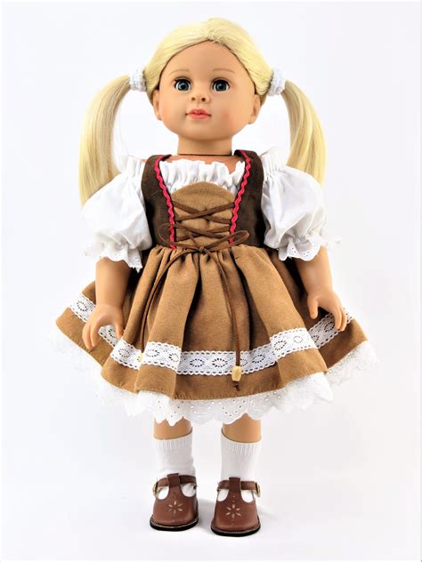 Brown Traditional German Dress For 18 Inch Dolls