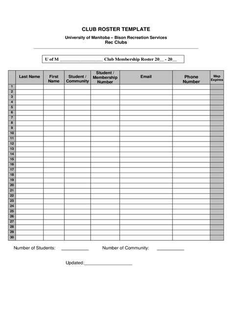 2024 Roster Template Fillable Printable Pdf And Forms Handypdf