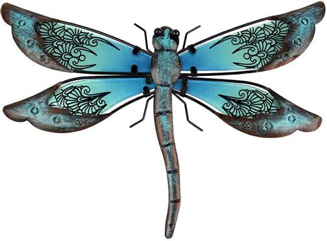 Liffy Metal Dragonfly Garden Wall Decor Outdoor Fence Art Outside