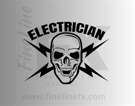 Electrician Skull Crossed Lightning Bolts Vinyl Decal Sticker