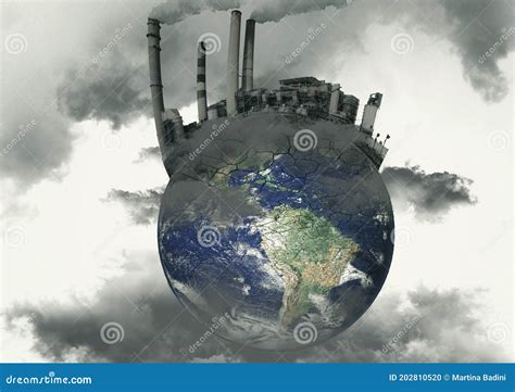 Earth Destroyed By Pollution Global Catastrophe Concept Greenhouse