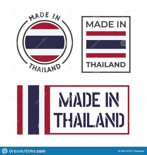 Made In Thailand Icon Set Kingdom Of Thailand Product Labels Stock