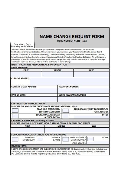 Free 30 Name Change Forms In Pdf Ms Word
