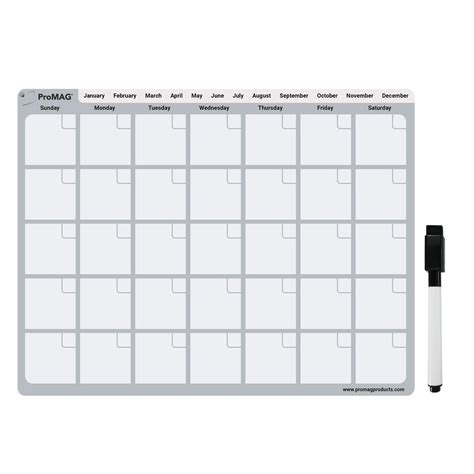 Monthly Dry Erase Magnetic Calendar Promag 85 X 11 Inches