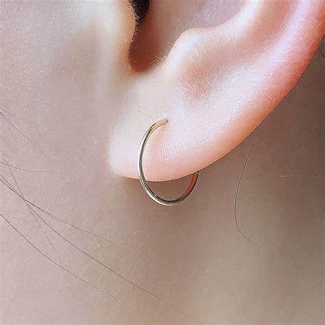 Amazon Com K Gold Filled Small Thin Handmade Huggie Hoop Earrings