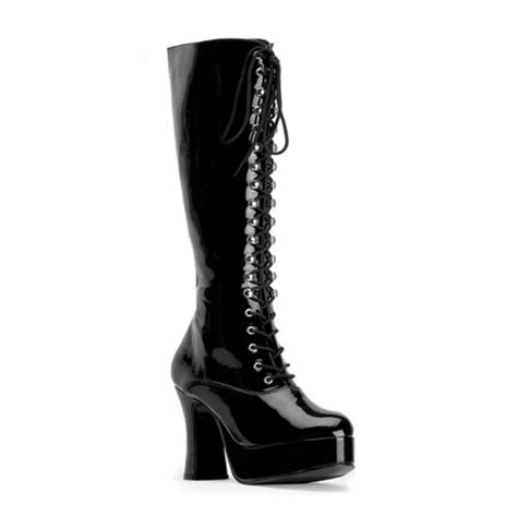 Electra Lace Up Patent Knee Boot With Platform Heel And Sole Up To Uk 13 Sexy Shooz