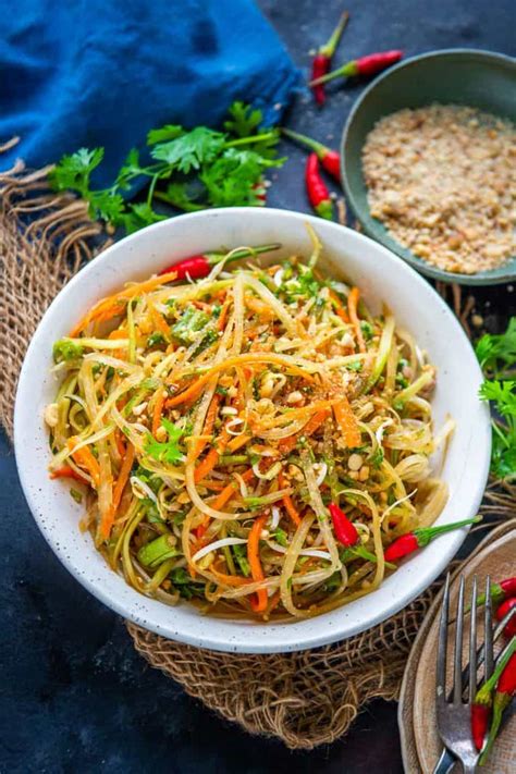 Easy Thai Green Papaya Salad Recipe Som Tam Video