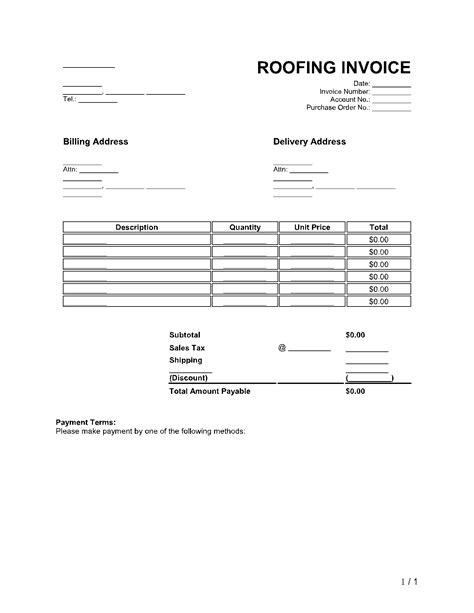 Roofing Invoice Templates