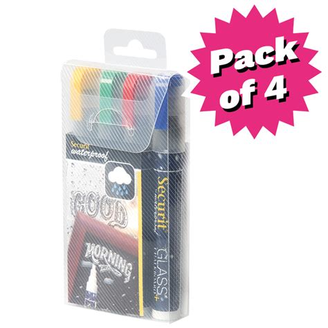 4 Pack Of Waterproof Glass And Chalkboard Coloured Liquid Chalk Pens