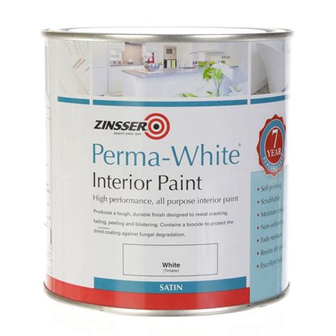 Zinsser Perma White Interior Mould And Mildew Proof Paint Satin White 1l