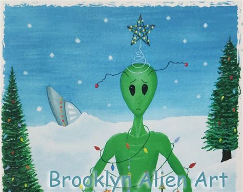 Alien Christmas Card Unique Christmas Card Funny Christmas Etsy