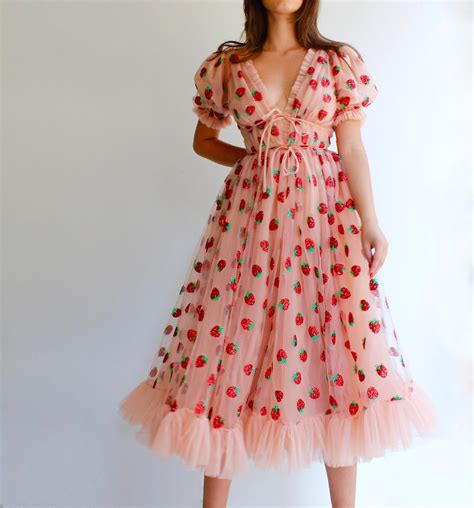 Strawberry Midi Dress Beautiful Dresses Pretty Dresses Fancy Dresses