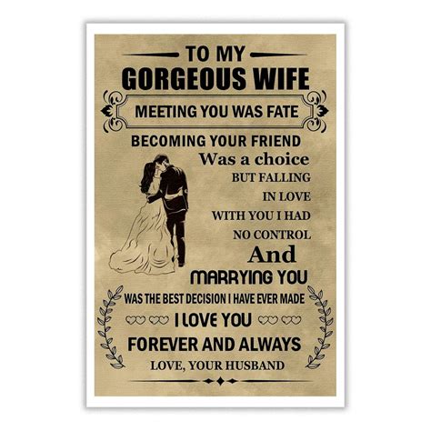 To My Gorgeous Wife Meeting You Was Fate Becoming Your Friend Was A Choice Poster
