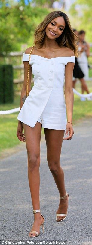 Jourdan Dunn Puts On A Cheeky Display In Super Short White Playsuit In New Jersey Daily Mail