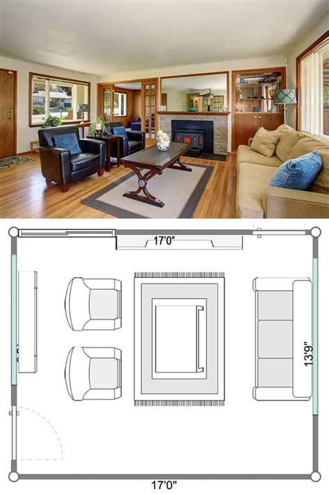 Living Room Layout With Sofa And Two Chairs