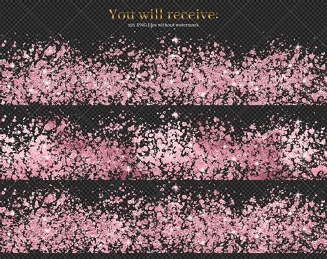 Pink Glitter Borders Clip Art Pink Frames Metallic Graphics Etsy