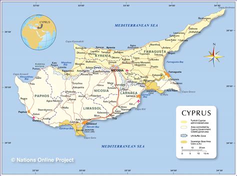 Bản đồ Hành Chính đất Nước Síp Cyprus Map Khổ Lớn Phóng To 2024