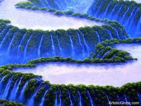 Most Beautiful Waterfall Painting In The World Artistic Globe