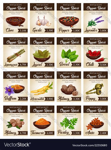 Hot Spices For Seasonings And Condiments Poster Vector Image