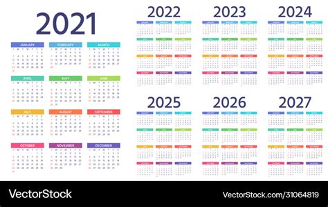 Calendario 2021 A 2024 Kalender 2021 2022 2023 2024 2025 2026 2020