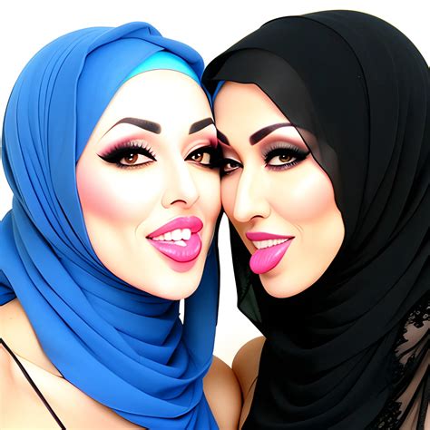 Two Hijab Girl Hugging And Tongue Kissing Arthubai