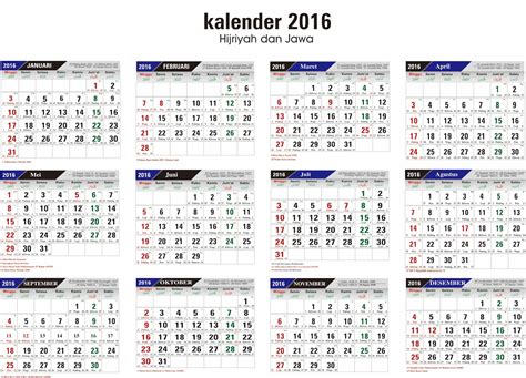 Kalender 2016 Lengkap Terbarutau