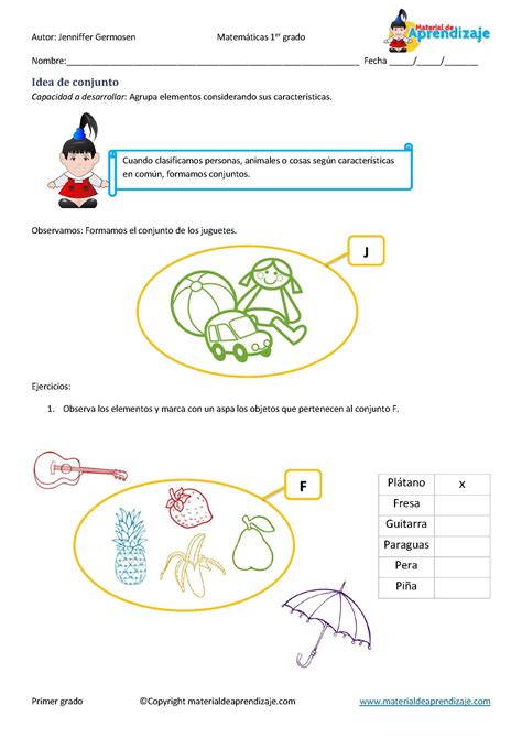 Idea De Conjunto Primer Grado Material De Aprendizaje First Grade