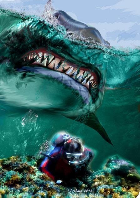 Jaws Artwork Artist Federico Alain Shark Pictures Shark Art Shark Fishing